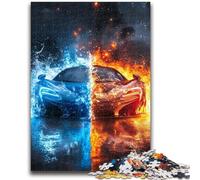 Rompecabezas de 1000 Piezas para Adultos y Adolescentes, Coche Deportivo de Hielo y Fuego, Juguete Educativo para aliviar el estrés, interacción Entre Padres e Hijos, para niños de 14 años 26x38cm