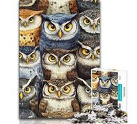 Rompecabezas de 1000 Piezas para Adultos y Adolescentes, Collage de búhos, Ayuda a ejercitar el Cerebro, Juguetes adictivos para Cultivar la Paciencia, decoración, 75x50cm