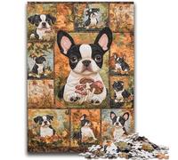 Rompecabezas de 1000 Piezas para Adultos y Adolescentes, Collage de Perro Boston Terrier, Ayuda a ejercitar el Cerebro, Juguetes adictivos para Cultivar la Paciencia, decoración de Pared, 50x75cm