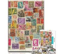 Rompecabezas de 1000 piezas para adultos y adolescentes,collage de sellos postales antiguos,rompecabezas para adolescentes,juegos educativos,decoración del hogar,ideal para escritorio (tamaño 75x50cm)