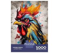 Rompecabezas De 1000 Piezas para Adultos Y Adolescentes Colorful Rooster Splatter Rompecabezas para Adultos Juego Práctico Una Obra De Arte Difícil Y Desafiante 38x26cm/1000pcs
