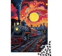 Rompecabezas De 1000 Piezas para Adultos Y Adolescentes Colorful Steam Train Sunset Rompecabezas Juego De Ingenio Difícil Regalos De Cumpleaños Y Únicos 38x26cm/1000pcs