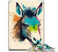 Rompecabezas de 1000 Piezas para Adultos y Adolescentes con Cabeza de Burro Colorida Difícil de completar, Pero Divertido y Divertido Regalos y cumpleaños únicos 50x75cm