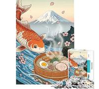 Rompecabezas de 1000 Piezas para Adultos y Adolescentes con diseño de Peces koi y Ramen Estilo Ukiyo-e Ideal para Juegos Familiares decoración de Pared cumpleaños y Navidad