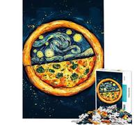 Rompecabezas de 1000 Piezas para Adultos y Adolescentes con diseño de Pizza y la Noche Estrellada Rompecabezas artísticos para Adultos Juego práctico Regalos para Mujeres Regalos