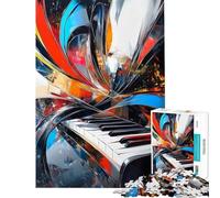 Rompecabezas de 1000 Piezas para Adultos y Adolescentes con diseño de Teclas de Piano y Arte Abstracto Juego Familiar de dificultad Alta (tamaño 38x52cm)