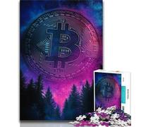 Rompecabezas de 1000 Piezas para Adultos y Adolescentes con el Logotipo de Bitcoin Juguetes educativos y Juegos Familiares Que fomentan el Amor en Pareja (75x50cm)