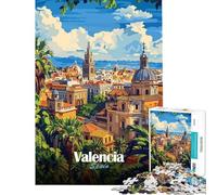 Rompecabezas de 1000 Piezas para Adultos y Adolescentes con el Paisaje Urbano de Valencia Póster Juguetes educativos Juego práctico para divertirse en Familia Regalos de Amigo Invisible (50x75cm)