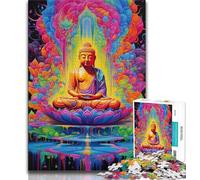 Rompecabezas de 1000 Piezas para Adultos y Adolescentes, con grafitis Coloridos de Buda, Ideal para aliviar el estrés, desafío difícil, decoración del hogar (tamaño 75x50cm)