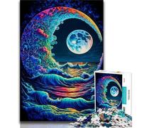 Rompecabezas de 1000 Piezas para Adultos y Adolescentes, con Ondas de Colores, Ideal para aliviar el estrés y Pasar el rato Entre Padres e Hijos (tamaño 38x26cm)