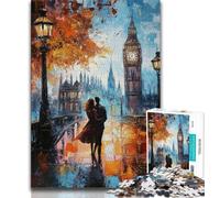 Rompecabezas de 1000 Piezas para Adultos y Adolescentes, con Paisaje Urbano de Londres, Pintura al óleo, Ideal para Adultos, con Papá Noel, a Partir de 14 años (tamaño 38x26cm)