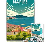 Rompecabezas de 1000 Piezas para Adultos y Adolescentes, con póster de Viaje de Nápoles, Italia Juguetes educativos, Juegos antiestrés, Regalos geniales 26x38cm
