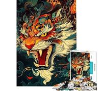 Rompecabezas de 1000 piezas para adultos y adolescentes con retrato de tigre estilizado Rompecabezas para adolescentes Juegos relajantes Decoración del hogar Interacción entre padres e hijos (50x75cm)