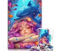 Rompecabezas de 1000 Piezas para Adultos y Adolescentes,con un delfín y una niña Juguetes de Entretenimiento Familiar Cada Pieza es única Juego Familiar desafiante y Divertido Apto para niños de 14 a