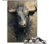 Rompecabezas de 1000 Piezas para Adultos y Adolescentes, con un Toro al óleo Cada Pieza es única Diversión Familiar desafiante para Mayores de 14 años (tamaño 50x75cm)