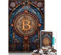 Rompecabezas de 1000 Piezas para Adultos y Adolescentes, con vitrales de Bitcoin Ejercita el Cerebro, Juguetes adictivos para Cultivar la Paciencia, decoración (75x50cm)