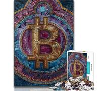 Rompecabezas de 1000 Piezas para Adultos y Adolescentes, con vitrales de Bitcoin, Ideal como Juego Educativo, Regalo de cumpleaños, decoración de Pared (75x50cm)