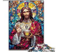 Rompecabezas de 1000 Piezas para Adultos y Adolescentes, con vitrales de Jesús, Ideal como Juego Educativo, Juguete de desafío, decoración única para el hogar y Regalos tamaño 26x38cm