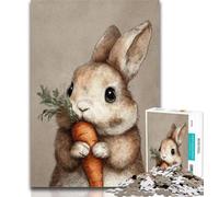 Rompecabezas de 1000 Piezas para Adultos y Adolescentes: Conejo Comiendo Zanahoria, cumpleaños, Juego Familiar y pasatiempo, 50x75cm
