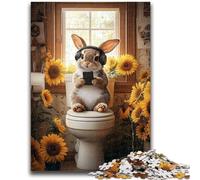 Rompecabezas de 1000 Piezas para Adultos y Adolescentes: Conejo en el Inodoro, difícil de completar, Pero Divertido y Divertido Regalo de cumpleaños, Regalo, Arte Mural 50x75cm