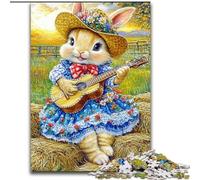 Rompecabezas de 1000 Piezas para Adultos y Adolescentes, Conejo Tocando la Guitarra, Juego Educativo, Ideal para Decorar el hogar y Regalar a Toda la Familia (tamaño 26x38cm)