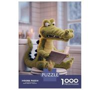 Rompecabezas De 1000 Piezas para Adultos Y Adolescentes Crocodile Reading on The Toilet Rompecabezas Juego De Ingenio Difícil Regalos De Cumpleaños Y Únicos 38x26cm/1000pcs