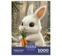 Rompecabezas De 1000 Piezas para Adultos Y Adolescentes Cute Bunny with Carrots in Snowy Forest Rompecabezas Juegos Relajantes Regalos para Mujeres Cumpleaños Y Navidad 38x26cm/100