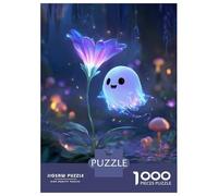 Rompecabezas De 1000 Piezas para Adultos Y Adolescentes Cute Ghost and Flower in Forest Rompecabezas Juegos Relajantes Regalos para Mujeres Cumpleaños Y Navidad 38x26cm/1000pcs