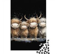 Rompecabezas De 1000 Piezas para Adultos Y Adolescentes Cute Highland Cow Family Rompecabezas para Adultos Juegos Relajantes Arte De Pared Difícil Y Desafiante 52x38cm/1000pcs