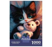 Rompecabezas De 1000 Piezas para Adultos Y Adolescentes Cute Kitten with Teddy Bear Rompecabezas para Adultos Juego Práctico Una Obra De Arte Difícil Y Desafiante 70x50cm/1000pcs