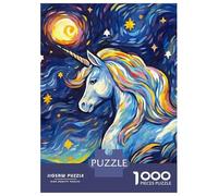 Rompecabezas De 1000 Piezas para Adultos Y Adolescentes Cute Starry Night Unicorn Rompecabezas para Adultos Juegos Relajantes Mejora La Memoria Regalos De Cumpleaños Y Únicos 70x50cm/1000pcs