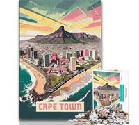 Rompecabezas de 1000 Piezas para Adultos y Adolescentes de Ciudad del Cabo Alivia el estrés y Mata el Tiempo en casa con póster y Hoja de Trivia a Juego (38x26cm)