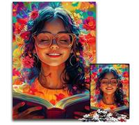 Rompecabezas de 1000 Piezas para Adultos y Adolescentes, de Madera, con una niña Leyendo un Libro Difícil y desafiante Juguete para niños a Partir de 14 años 50x75cm