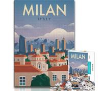 Rompecabezas de 1000 Piezas para Adultos y Adolescentes de Milán, Ideal como Juego Educativo, Regalo de cumpleaños, decoración de Pared (38x26cm)