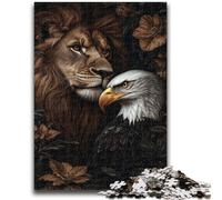 Rompecabezas de 1000 Piezas para Adultos y Adolescentes Decoración artística de Pared con águila y león Idea de Regalo de cumpleaños para Amigos y Oficina en casa 38x26cm