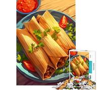 Rompecabezas de 1000 Piezas para Adultos y Adolescentes Deliciosos Tamales con Salsa y guarnición Juguetes educativos Juego práctico para la diversión Familiar Regalos de Amigo Invisible (38x52cm)
