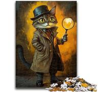 Rompecabezas de 1000 Piezas para Adultos y Adolescentes, Detective Cat 14+ años, desafiante, Divertido y Divertido, Juguete, 50x75cm