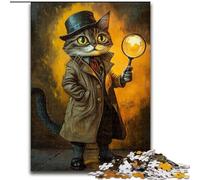 Rompecabezas de 1000 Piezas para Adultos y Adolescentes, Detective Cat, un Juego desafiante, Toda la Familia, 50x75cm