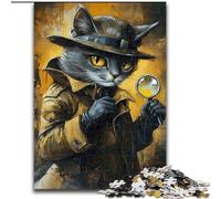Rompecabezas de 1000 Piezas para Adultos y Adolescentes, Detective Cat, un Juego desafiante y Familiar con Piezas Completamente entrelazadas de Formas aleatorias, 50x75cm
