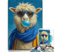 Rompecabezas de 1000 Piezas para Adultos y Adolescentes, diseño de Alpaca soplando Burbujas, Ideal como Juego Educativo, Regalo de cumpleaños, decoración de Pared (75x50cm)
