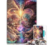 Rompecabezas de 1000 Piezas para Adultos y Adolescentes, diseño de ángel, Diablo y Chica Anime Ideal para aliviar el estrés, Pasar el rato y fomentar el Amor en Pareja (tamaño 38x26cm)