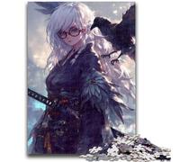 Rompecabezas de 1000 Piezas para Adultos y Adolescentes, diseño de Anime de Chica Cuervo, Juego Educativo para decoración del hogar, cumpleaños y Navidad, 26x38cm