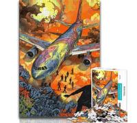 Rompecabezas de 1000 Piezas para Adultos y Adolescentes diseño de avión perdido Juegos educativos decoración del hogar Regalo de cumpleaños Arte de Pared 75x50cm