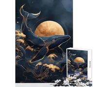 Rompecabezas de 1000 Piezas para Adultos y Adolescentes diseño de Ballena Kintsugi y Luna Dorada cumpleaños Juegos educativos descompresión Intelectual tamaño 38x26cm