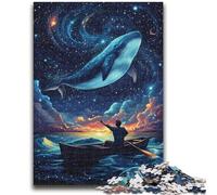 Rompecabezas de 1000 Piezas para Adultos y Adolescentes, diseño de Ballenas, diversión Familiar con póster a Juego y Hoja de Trivia para Mayores de 14 años, 50x75cm