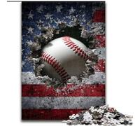 Rompecabezas de 1000 Piezas para Adultos y Adolescentes,diseño de béisbol con Bandera Estadounidense Juego desafiante para Disfrutar en Familia con Piezas aleatorias Que encajan Perfectamente 50x75cm