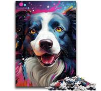Rompecabezas de 1000 Piezas para Adultos y Adolescentes, diseño de Border Collie Nebula, Ideal para Pasar el rato y aliviar el estrés, con Papá Noel (50x75cm)