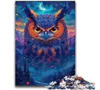 Rompecabezas de 1000 Piezas para Adultos y Adolescentes, diseño de búho psicodélico, Ideal para aliviar el estrés, Pasar el rato y Mejorar el Amor en Pareja, 38x26cm