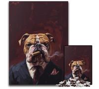 Rompecabezas de 1000 Piezas para Adultos y Adolescentes, diseño de Bulldog con Traje, de cartón, Juegos educativos, Juguetes de Bricolaje, Regalo de cumpleaños, Regalos para niños de 14 años, 26x38cm