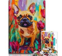 Rompecabezas de 1000 Piezas para Adultos y Adolescentes, diseño de Bulldog francés Regalo Ideal para Amigos Secretos a Partir de 14 años (tamaño 38x26cm)
